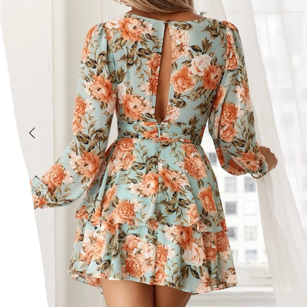 Hello Molly Miami Loves Dress Mint- V-Neck Ruffle Dress - Picture 8 of 13